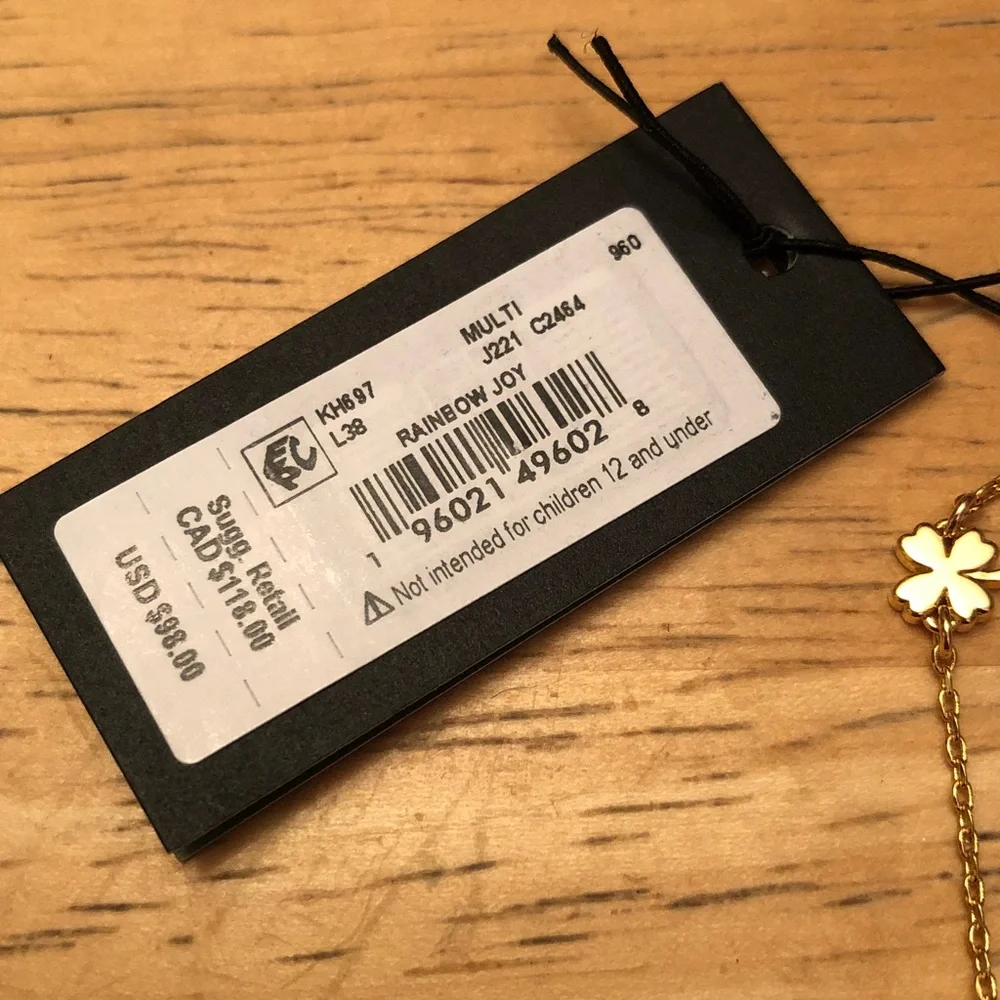 Kate Spade Gold Tone Rainbow Joy Charm Bracelet Heart, Flower, Clover NWT - Picture 5 of 12